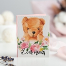 Шоколадная мини-открытка Для тебя (мишка с розовыми цветами)
