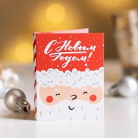 Шоколадная мини-открытка С новым годом (дед мороз, красный)