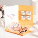 Шоколадная открытка Расцветай от счастья (девушка на оранжевом)